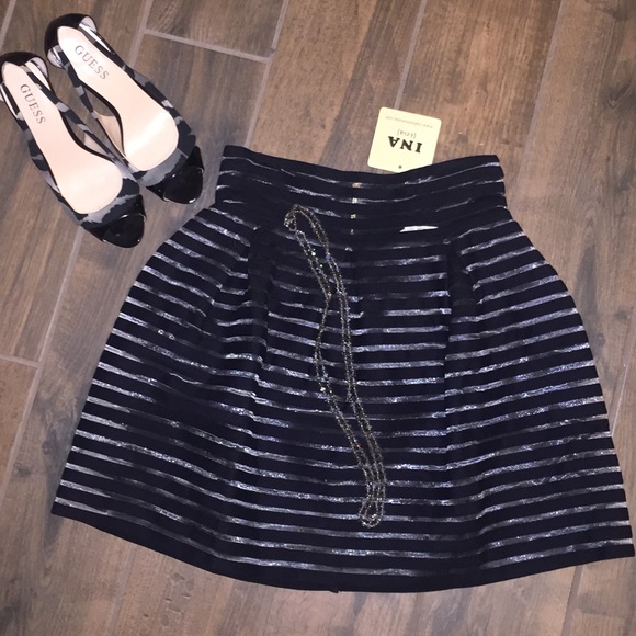🛍 INA metallic stripe skirt - Picture 2 of 6